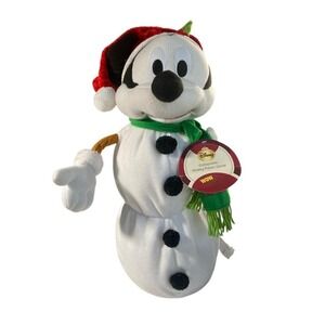 NWT Disney Mickey Mouse Snowman Collapsible Holiday Fabric Décor 24"